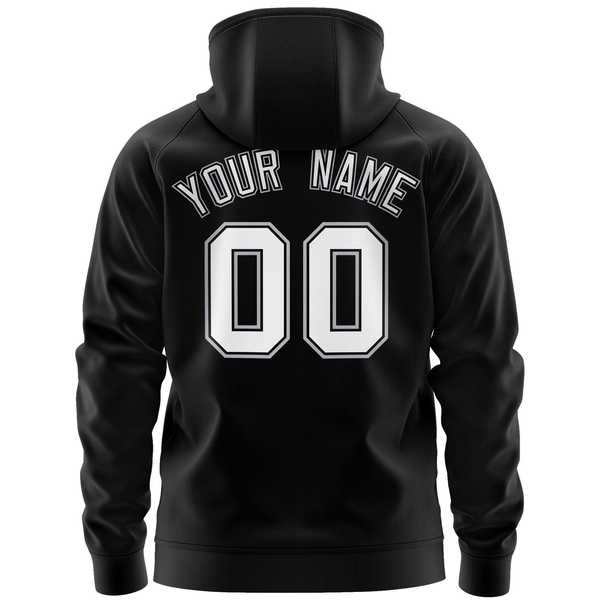 Custom Stitched Black White Sports Full-Zip Sweatshirt Hoodie