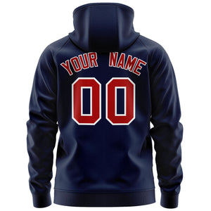 Custom Stitched Navy Red-White Sports Full-Zip Sweatshirt Hoodie