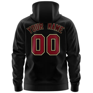 Custom Stitched Black Maroon-Khaki Sports Full-Zip Sweatshirt Hoodie