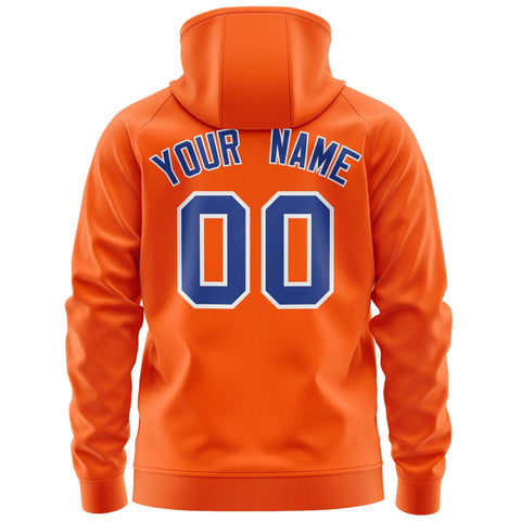 Custom Stitched Orange Royal-White Sports Full-Zip Sweatshirt Hoodie