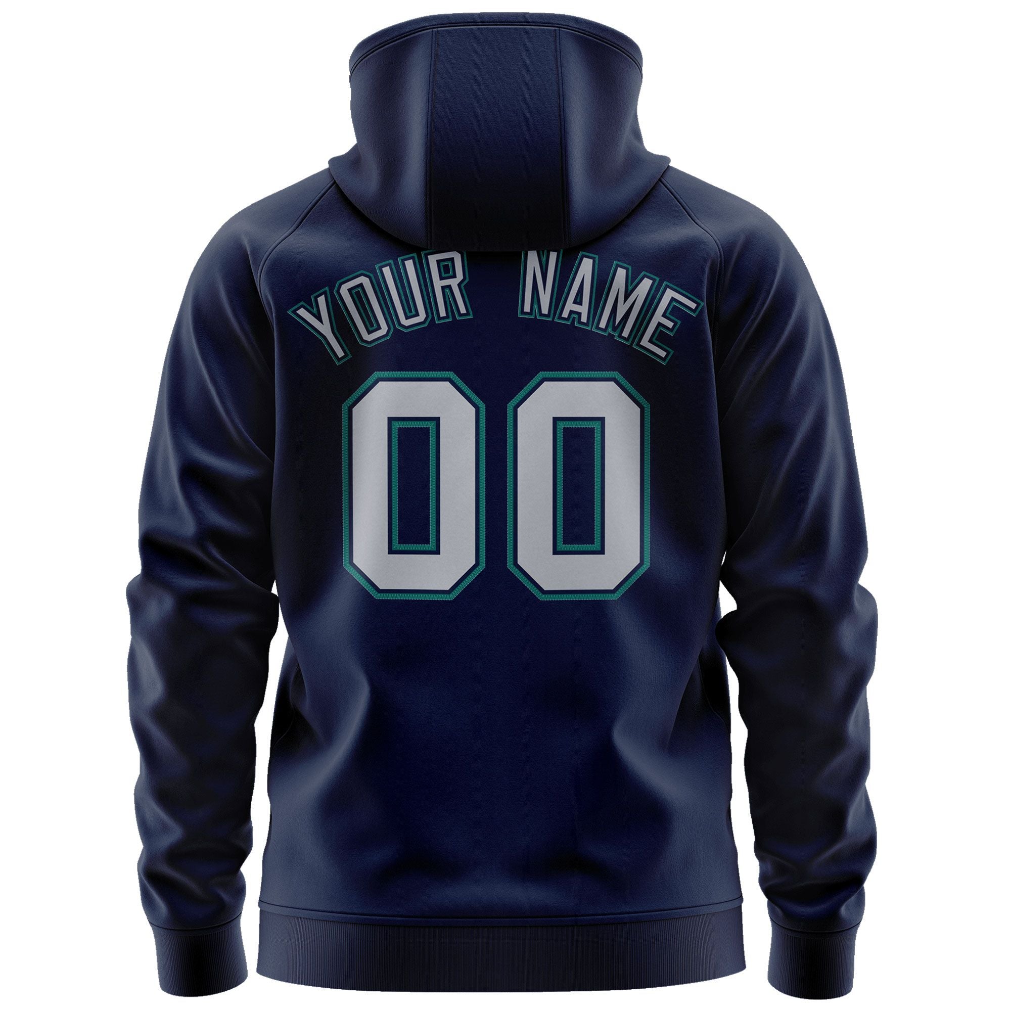 Custom Stitched Navy Gray-Aqua Sports Full-Zip Sweatshirt Hoodie