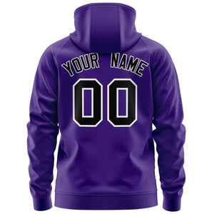 Custom Stitched Purple Black-White Sports Full-Zip Sweatshirt Hoodie