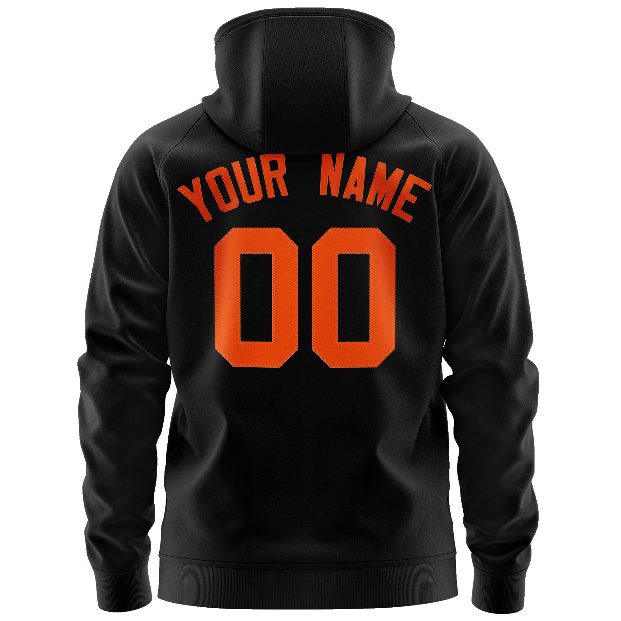 Custom Stitched Black Orange Sports Full-Zip Sweatshirt Hoodie