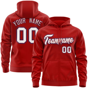 Custom Stitched Red White-Royal Sports Full-Zip Sweatshirt Hoodie