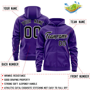 Custom Stitched Purple Black-White Sports Full-Zip Sweatshirt Hoodie