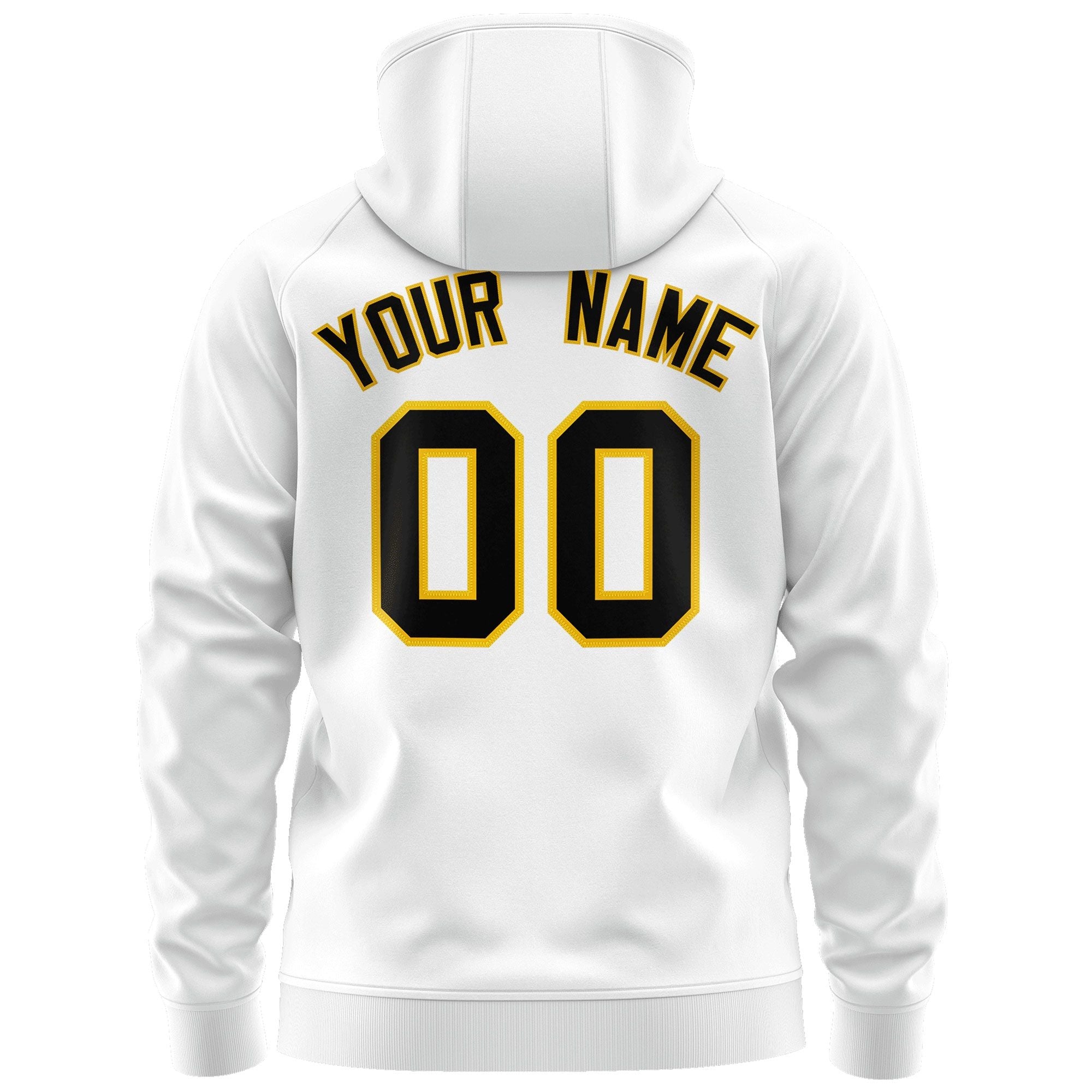 Custom Stitched White Black-Gold Sports Full-Zip Sweatshirt Hoodie