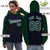 Custom Stitched Navy Green Raglan Sleeves Sports Pullover Sweatshirt Hoodie For Women