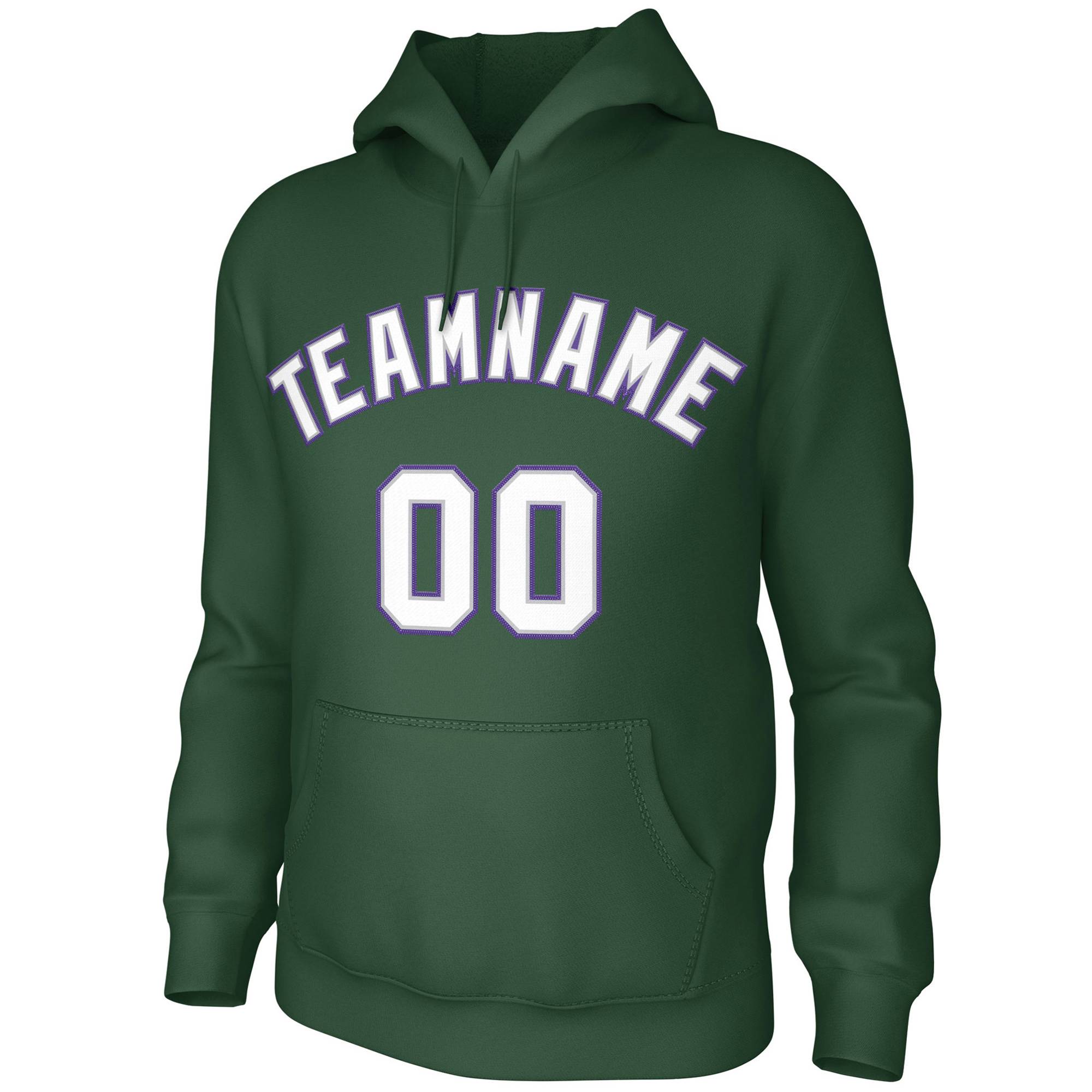 Custom Green Purple-White Classic Style Sweatshirts Uniform Pullover Hoodie