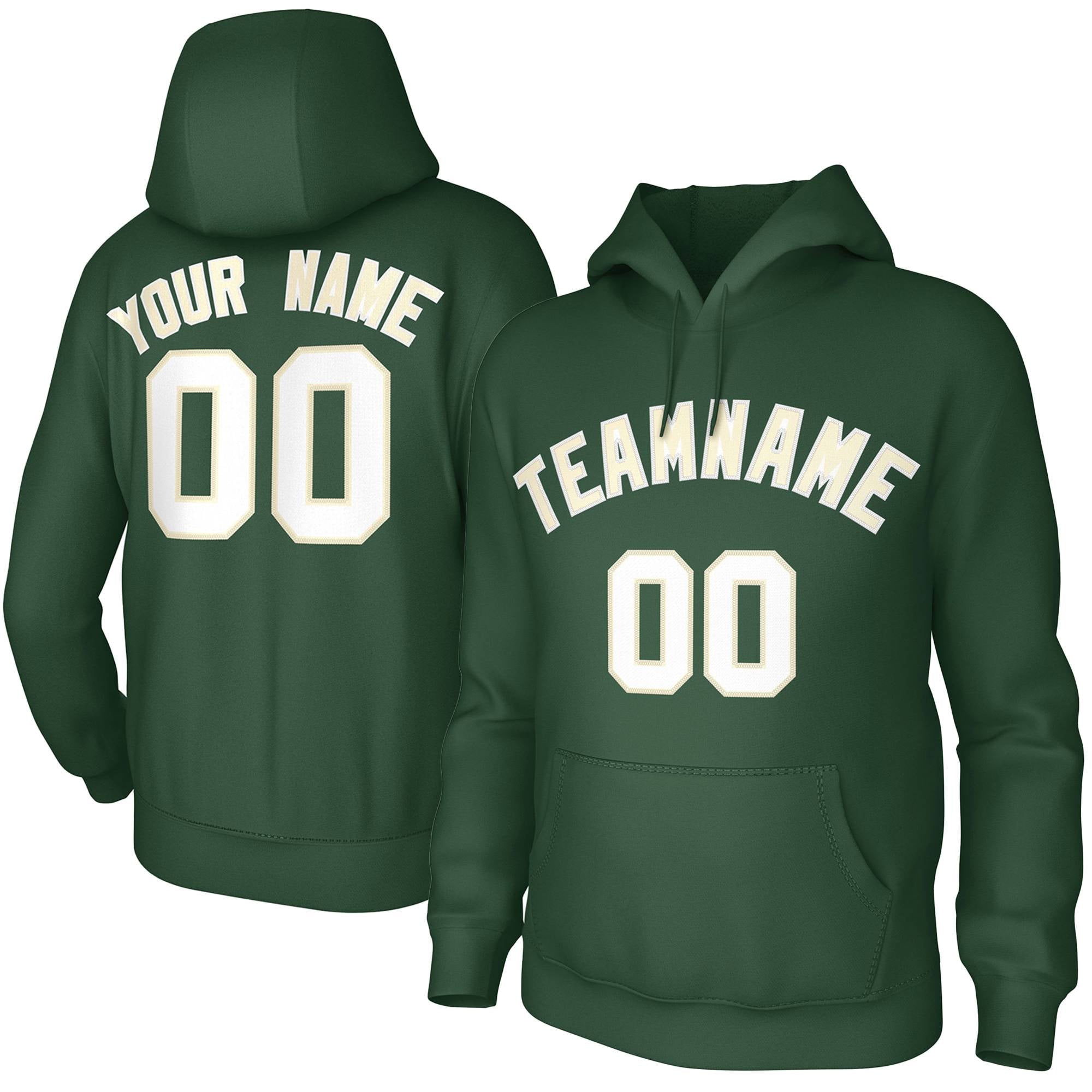 Custom Green White Classic Style Sweatshirts Uniform Pullover Hoodie