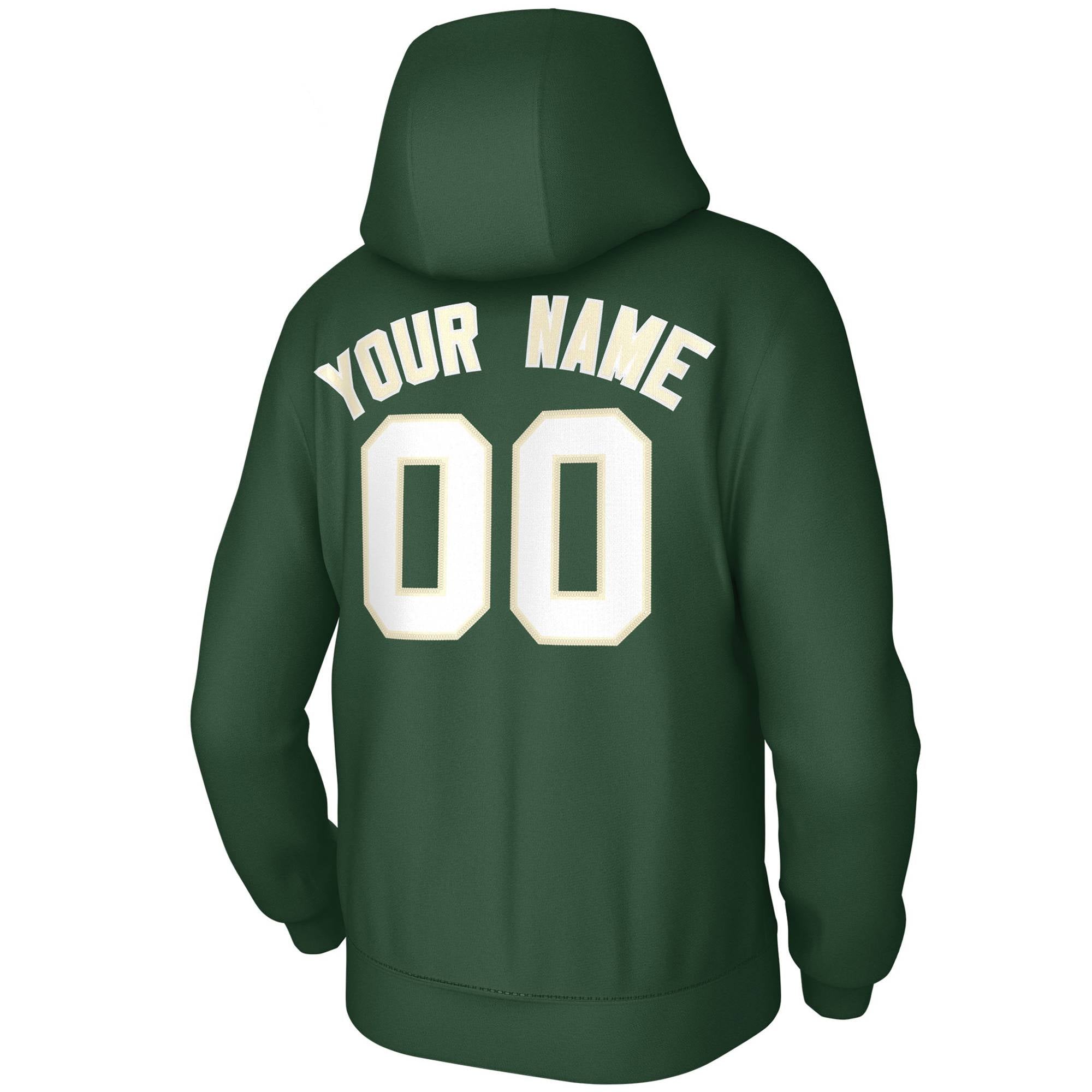 Custom Green White Classic Style Sweatshirts Uniform Pullover Hoodie