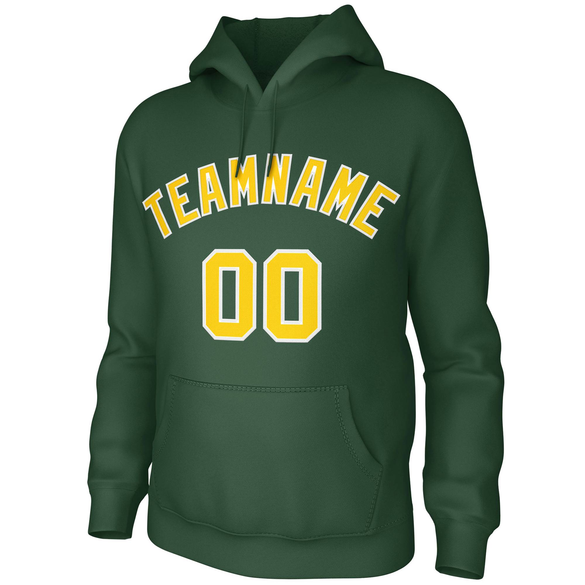 Custom Green Gold-White Classic Style Sweatshirts Uniform Pullover Hoodie