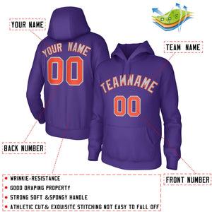 Custom Purple Gray Orange Classic Style Sweatshirts Uniform Pullover Hoodie