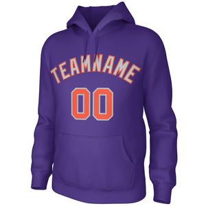 Custom Purple Gray Orange Classic Style Sweatshirts Uniform Pullover Hoodie