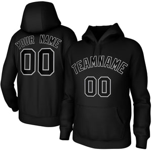 Custom Black Gray Classic Style Sweatshirts Uniform Pullover Hoodie