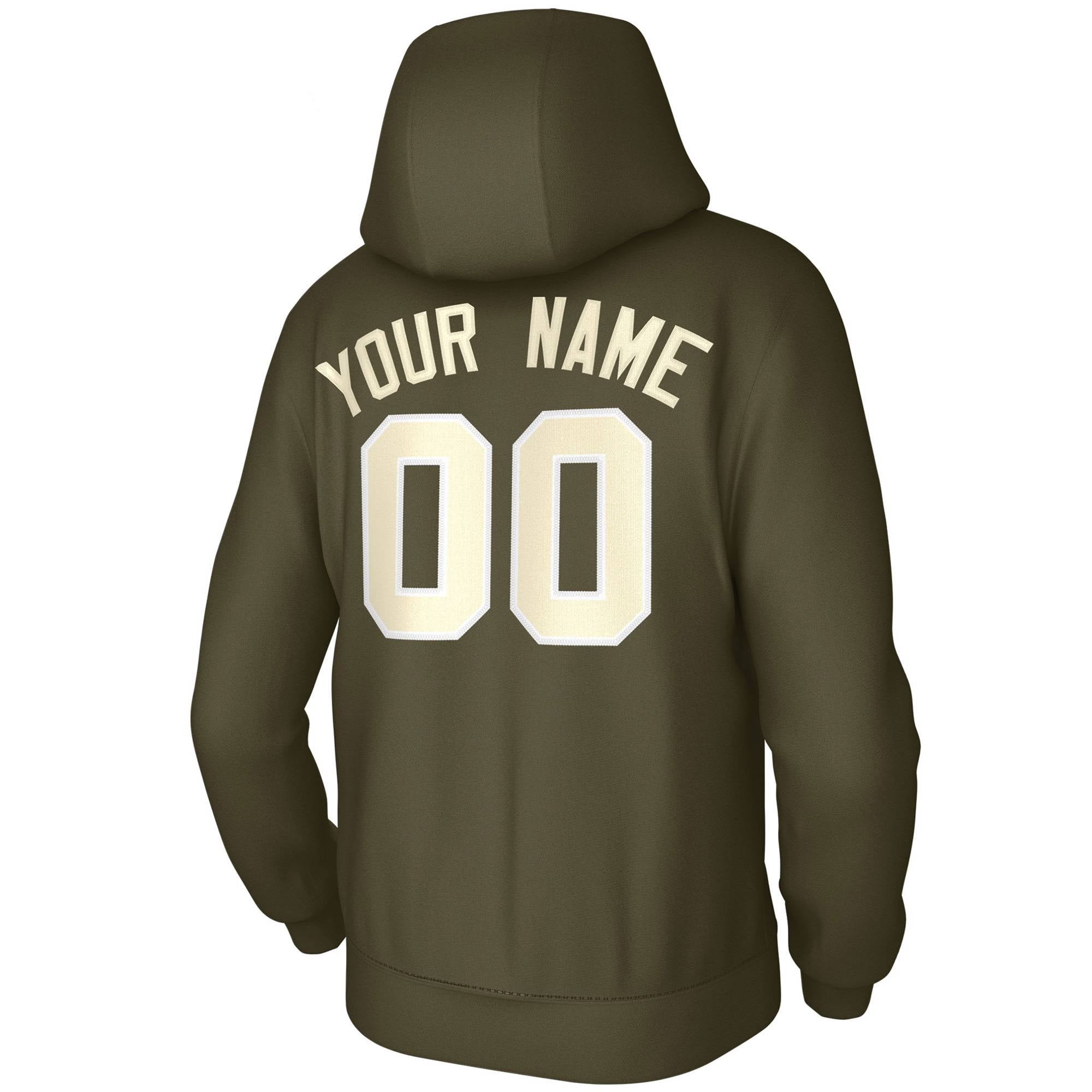 Custom Olive Cream Classic Style Sweatshirts Uniform Pullover Hoodie