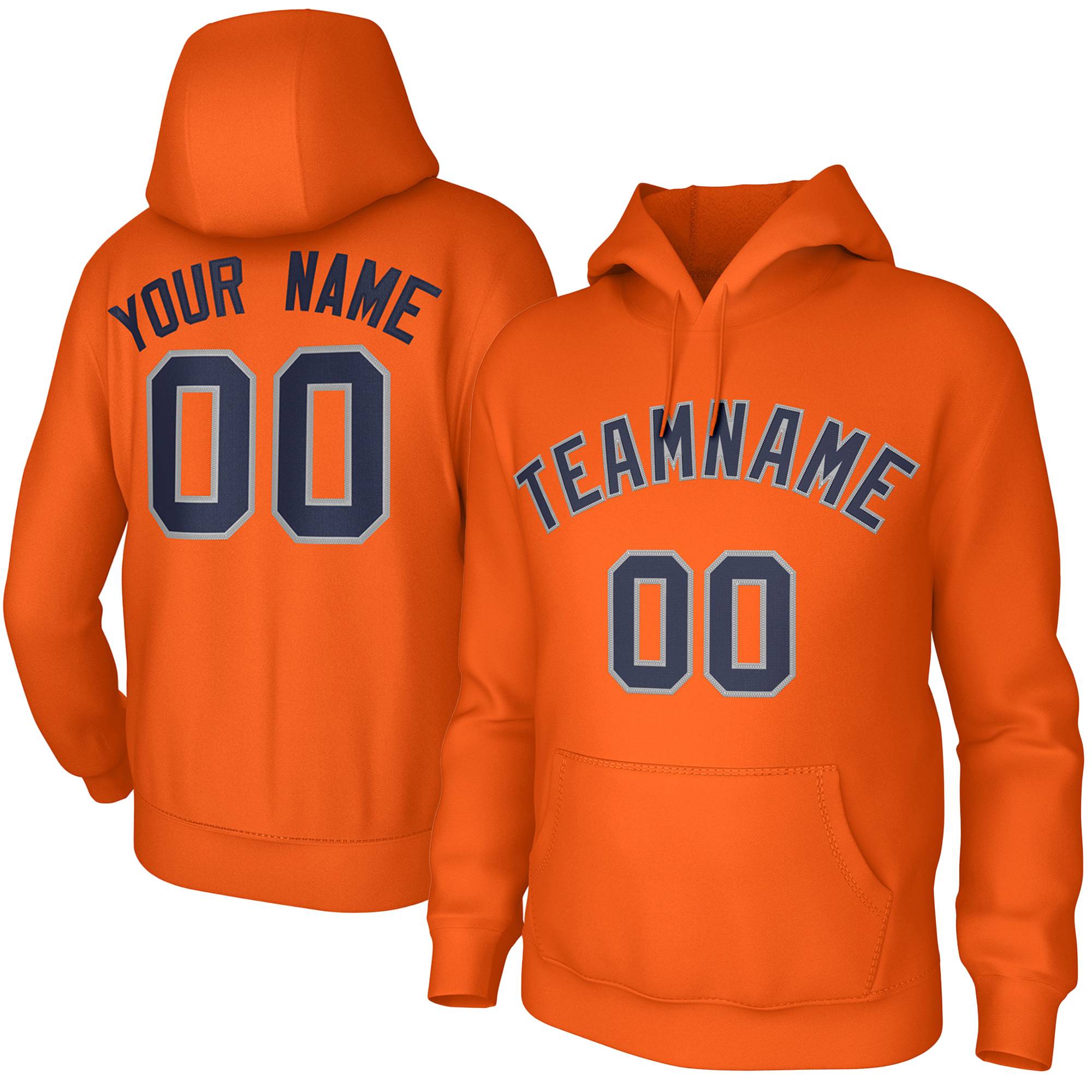 Custom Orange Navy-Gray Classic Style Sweatshirts Uniform Pullover Hoodie