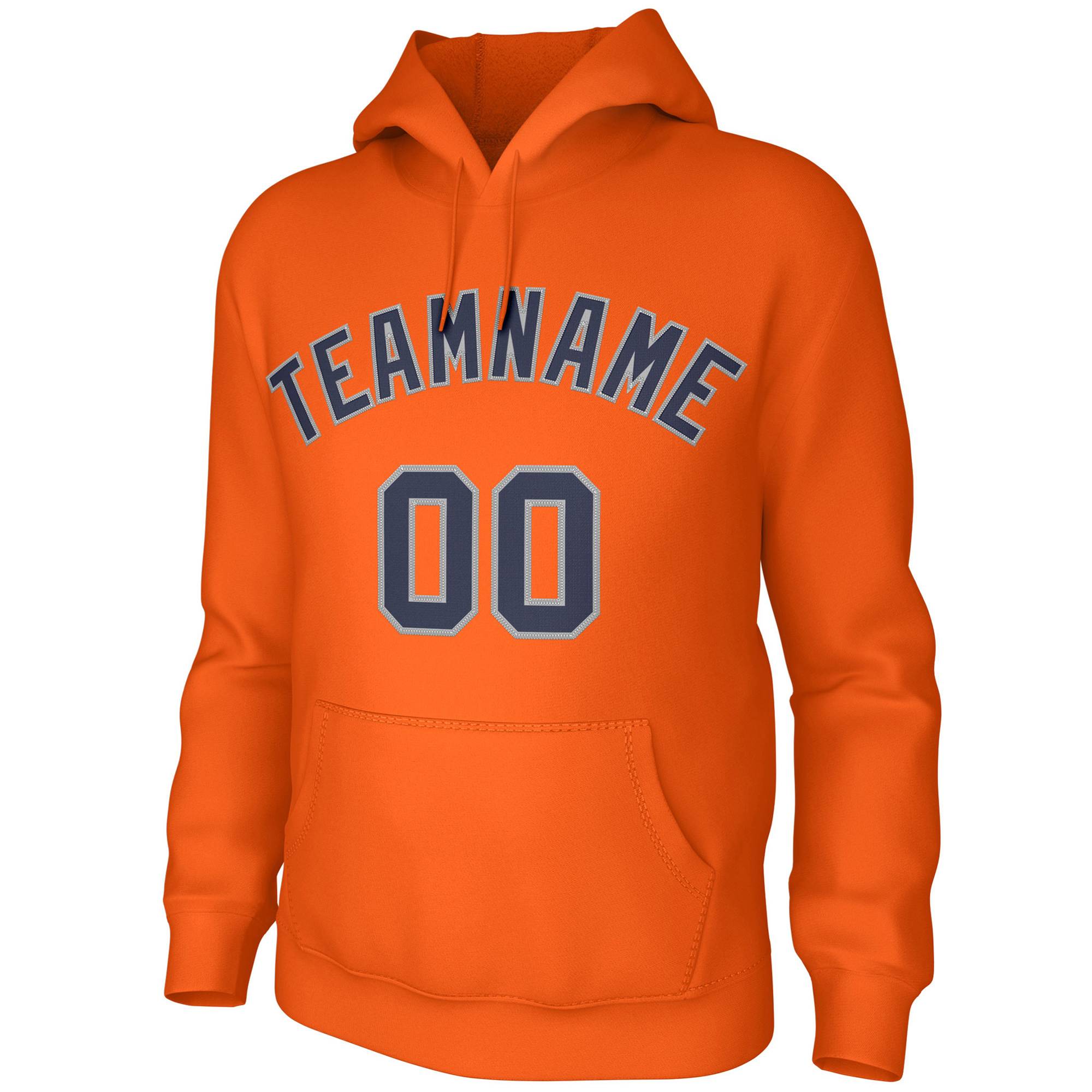 Custom Orange Navy-Gray Classic Style Sweatshirts Uniform Pullover Hoodie