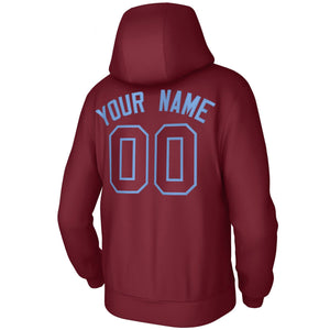 Custom Cardinal Light Blue Classic Style Sweatshirts Uniform Pullover Hoodie