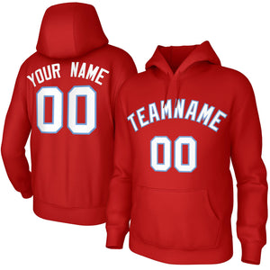 Custom Red White-Light Blue Classic Style Sweatshirts Uniform Pullover Hoodie