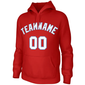 Custom Red White-Light Blue Classic Style Sweatshirts Uniform Pullover Hoodie