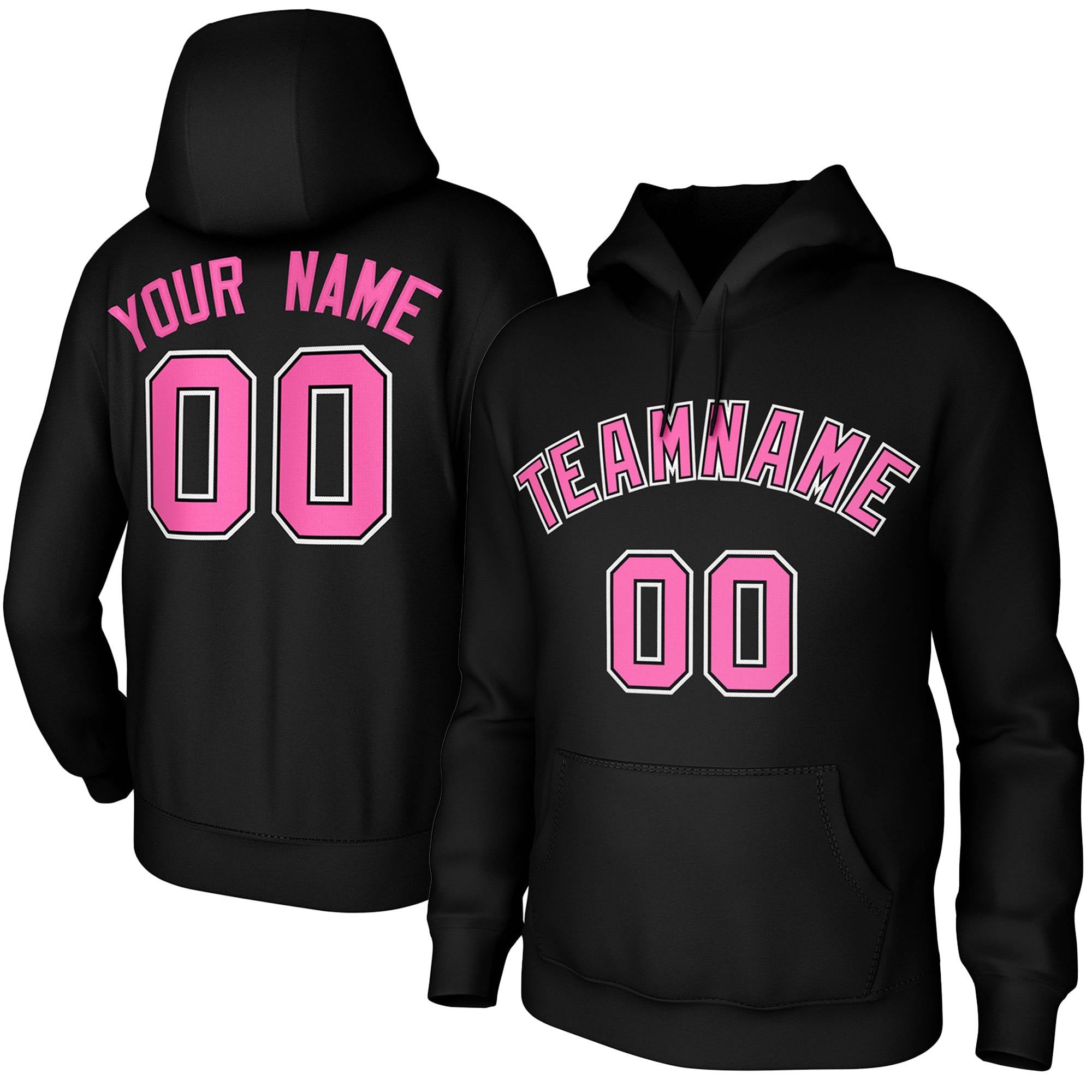 Custom Black Pink-White Classic Style Pullover Sweatshirt Pullover Hoodie