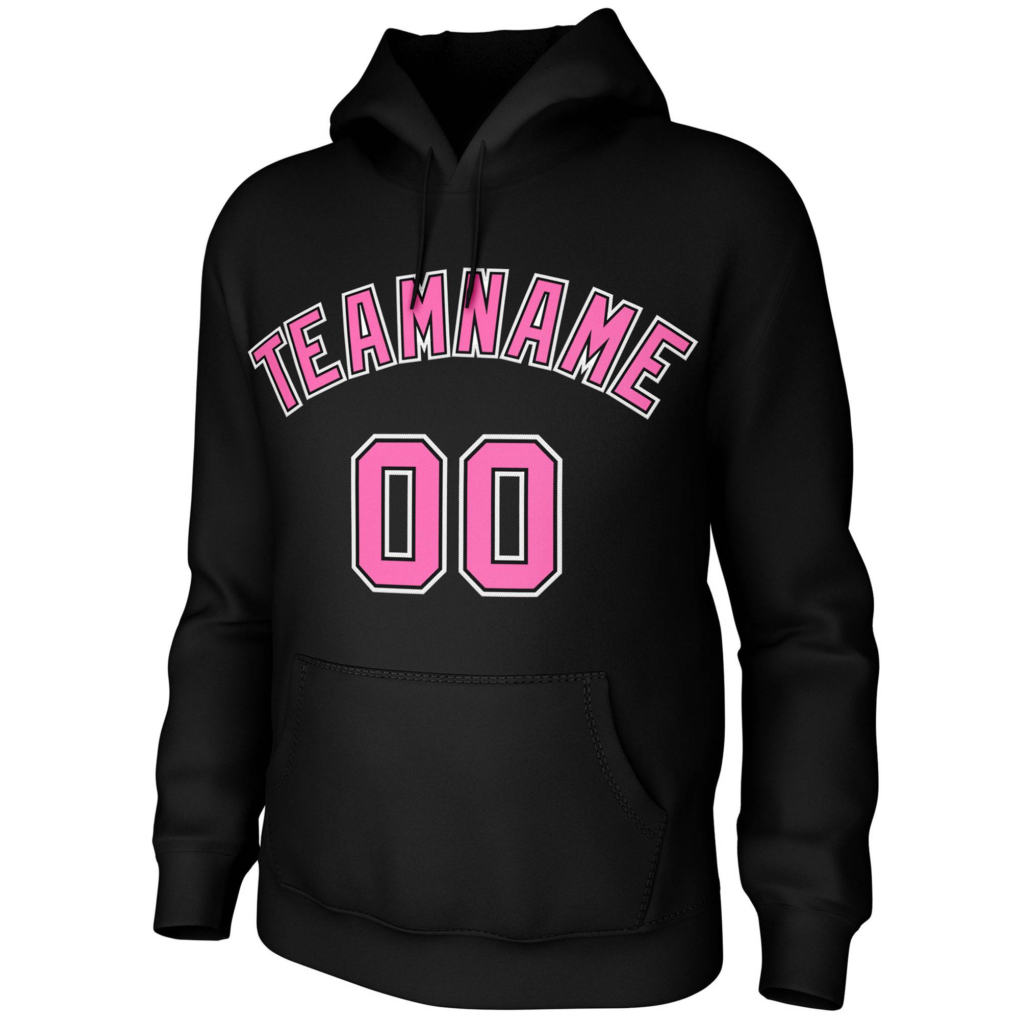 Custom Black Pink-White Classic Style Pullover Sweatshirt Pullover Hoodie