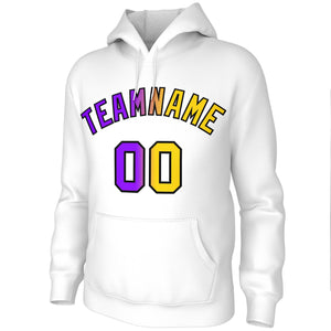 Custom Stitched White Purple-Black Gradient Fashion Athletic Pullover Sweatshirt Hoodie