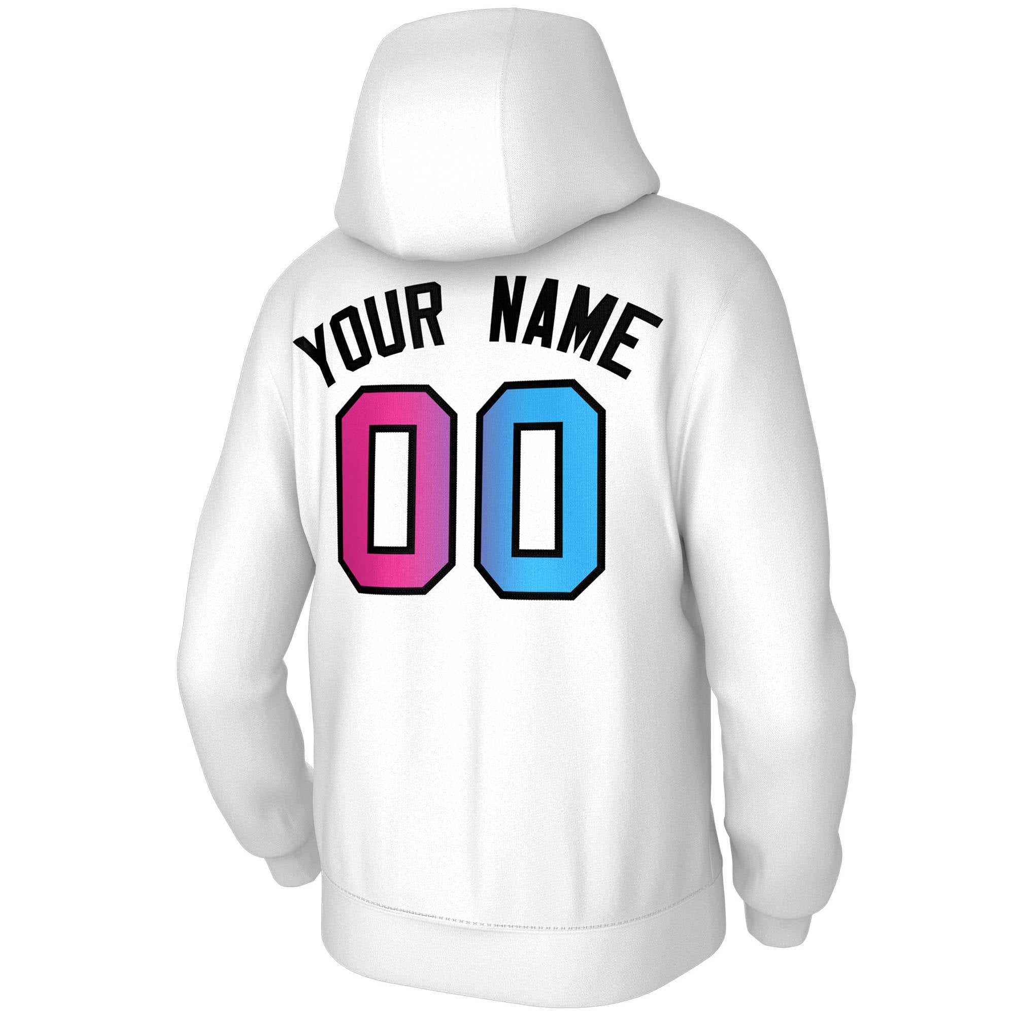 Custom Stitched White Pink-Black Gradient Fashion Athletic Pullover Sweatshirt Hoodie