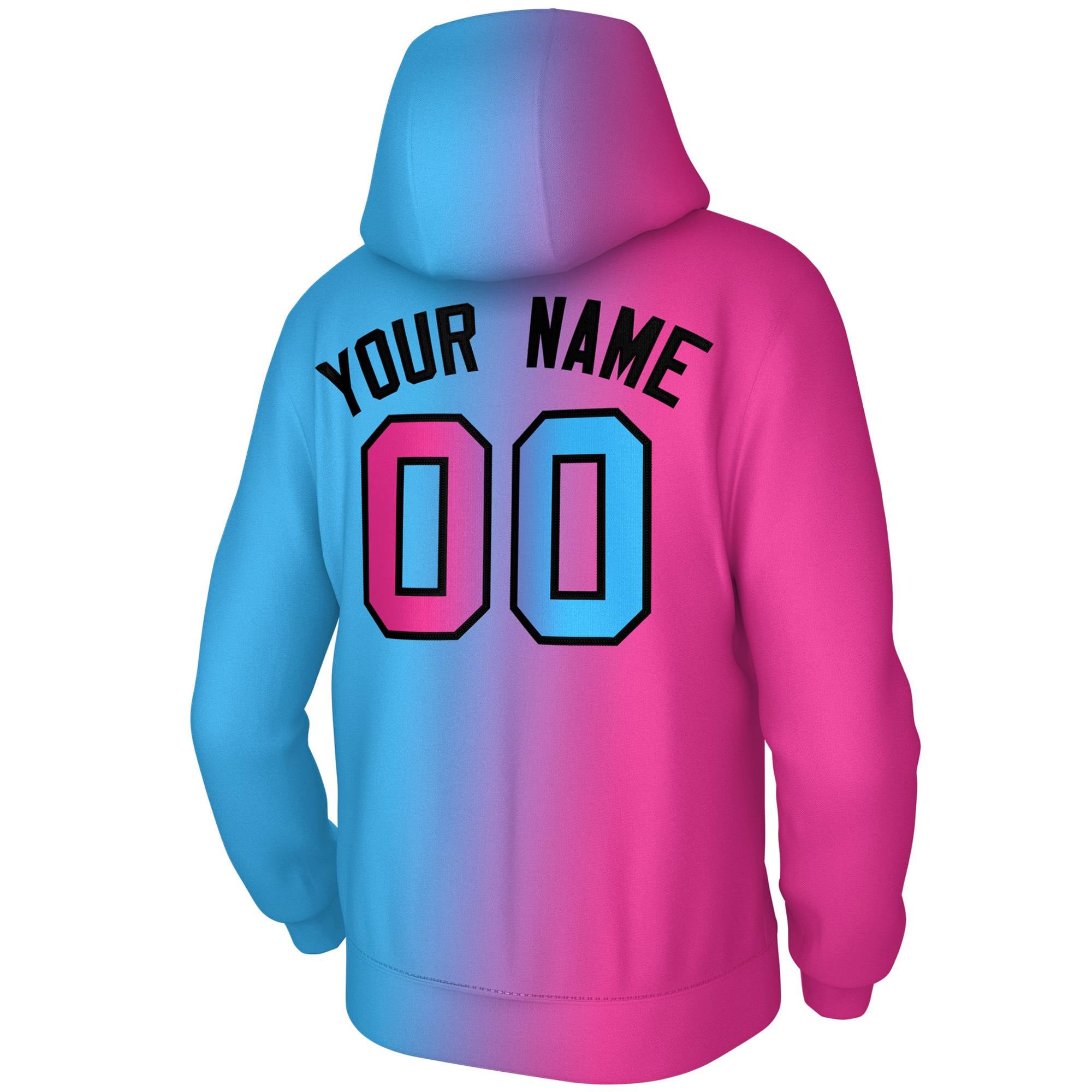 Custom Stitched Pink Powder Blue Gradient Fashion Athletic Pullover Sweatshirt Hoodie