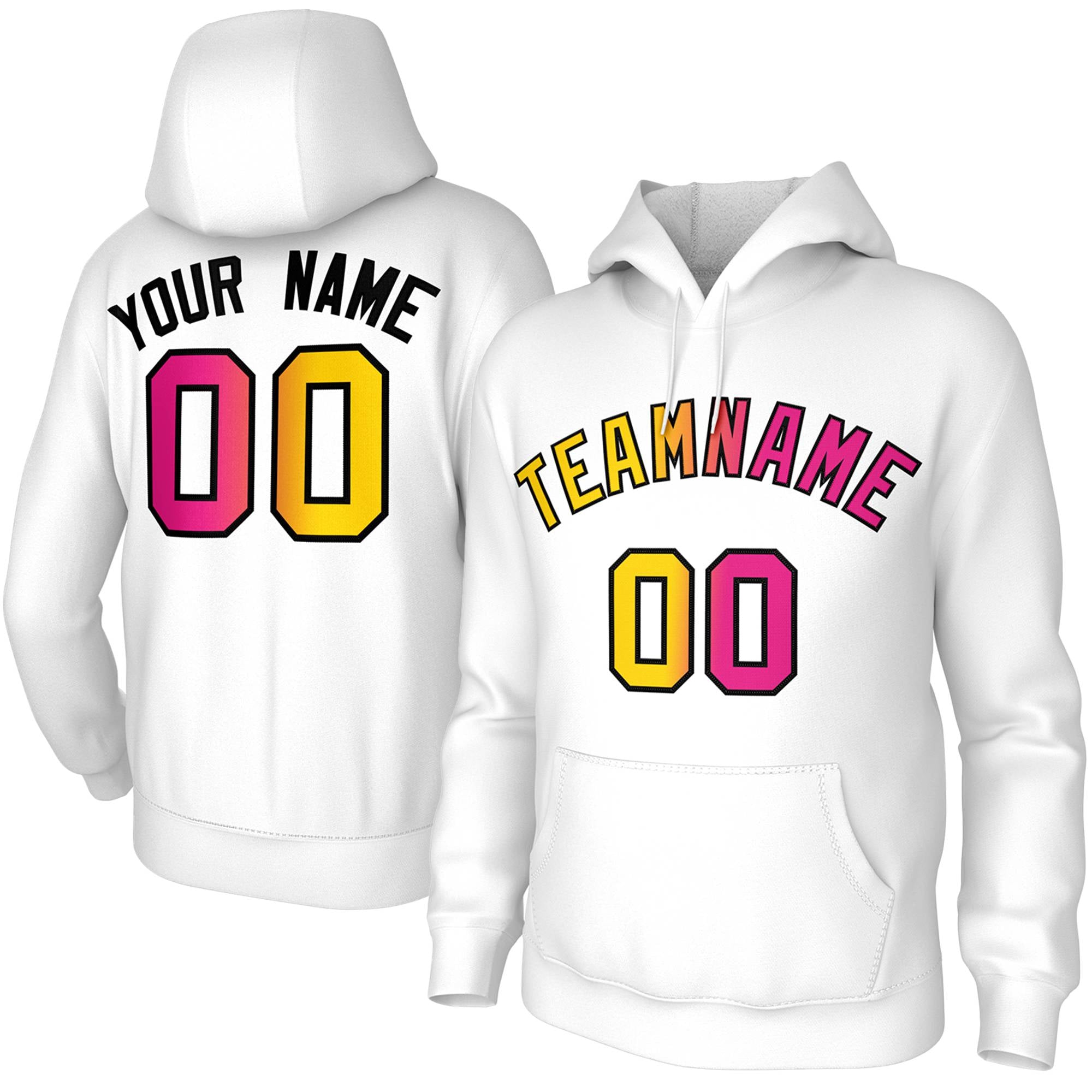 Custom Stitched White Gradient Fashion Athletic Pullover Sweatshirt Hoodie