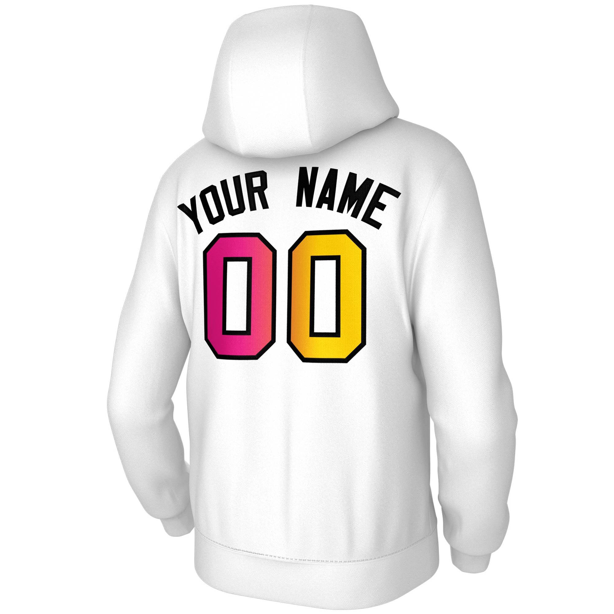 Custom Stitched White Gradient Fashion Athletic Pullover Sweatshirt Hoodie