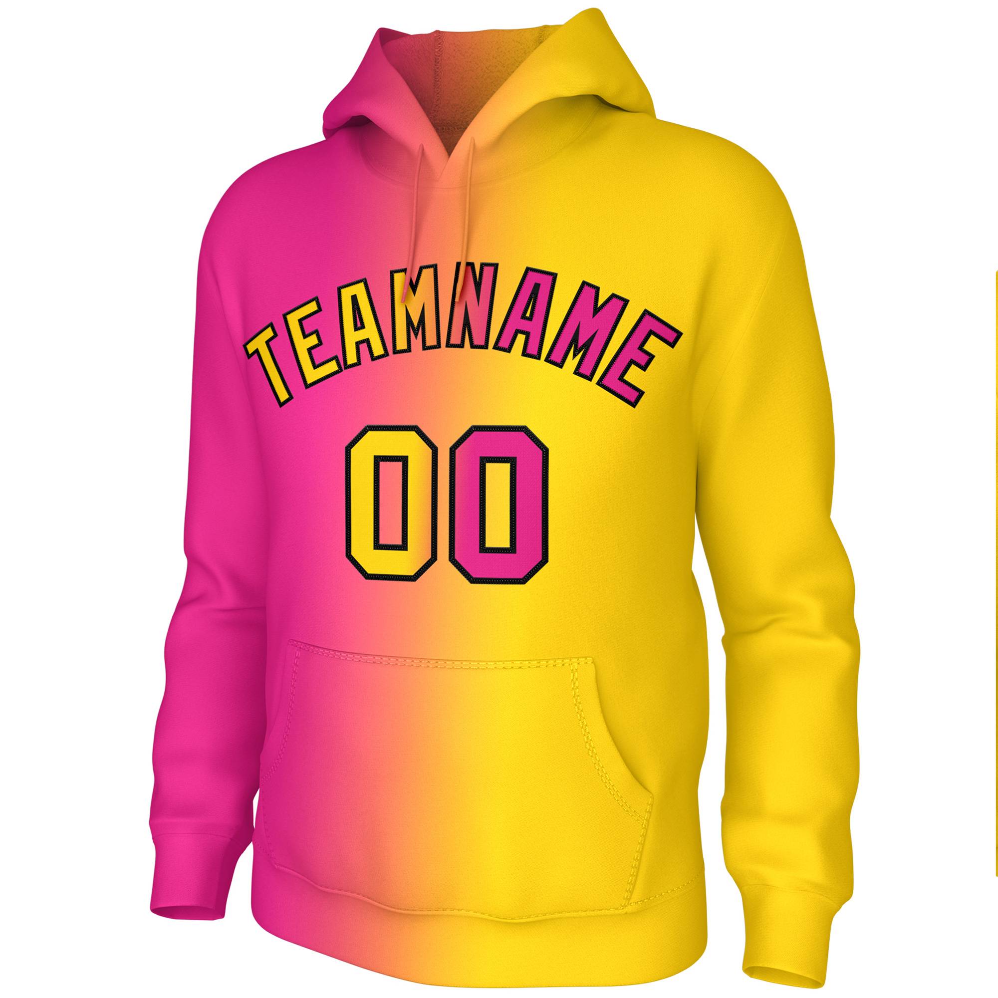 Custom Stitched Gold Pink Gradient Fashion Athletic Pullover Sweatshirt Hoodie