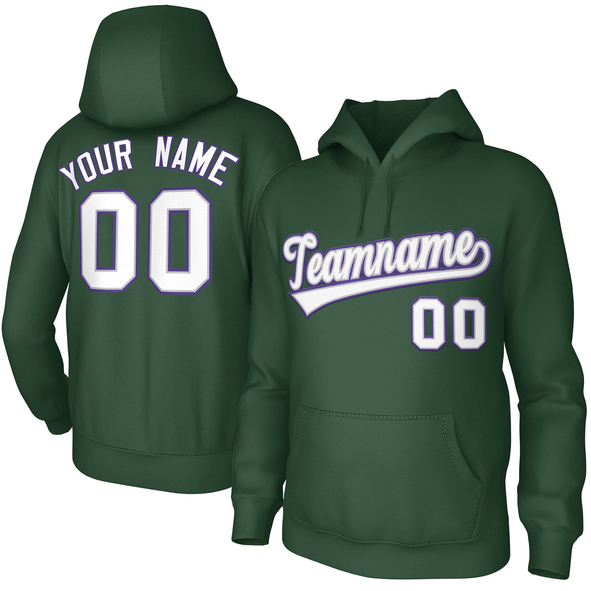 Custom Green Purple-White Classic Style Sports Uniform Pullover Hoodie