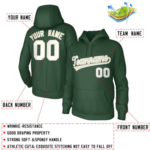 Custom Green White Classic Style Sports Uniform Pullover Hoodie