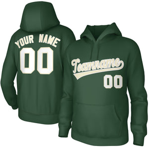 Custom Green White Classic Style Sports Uniform Pullover Hoodie