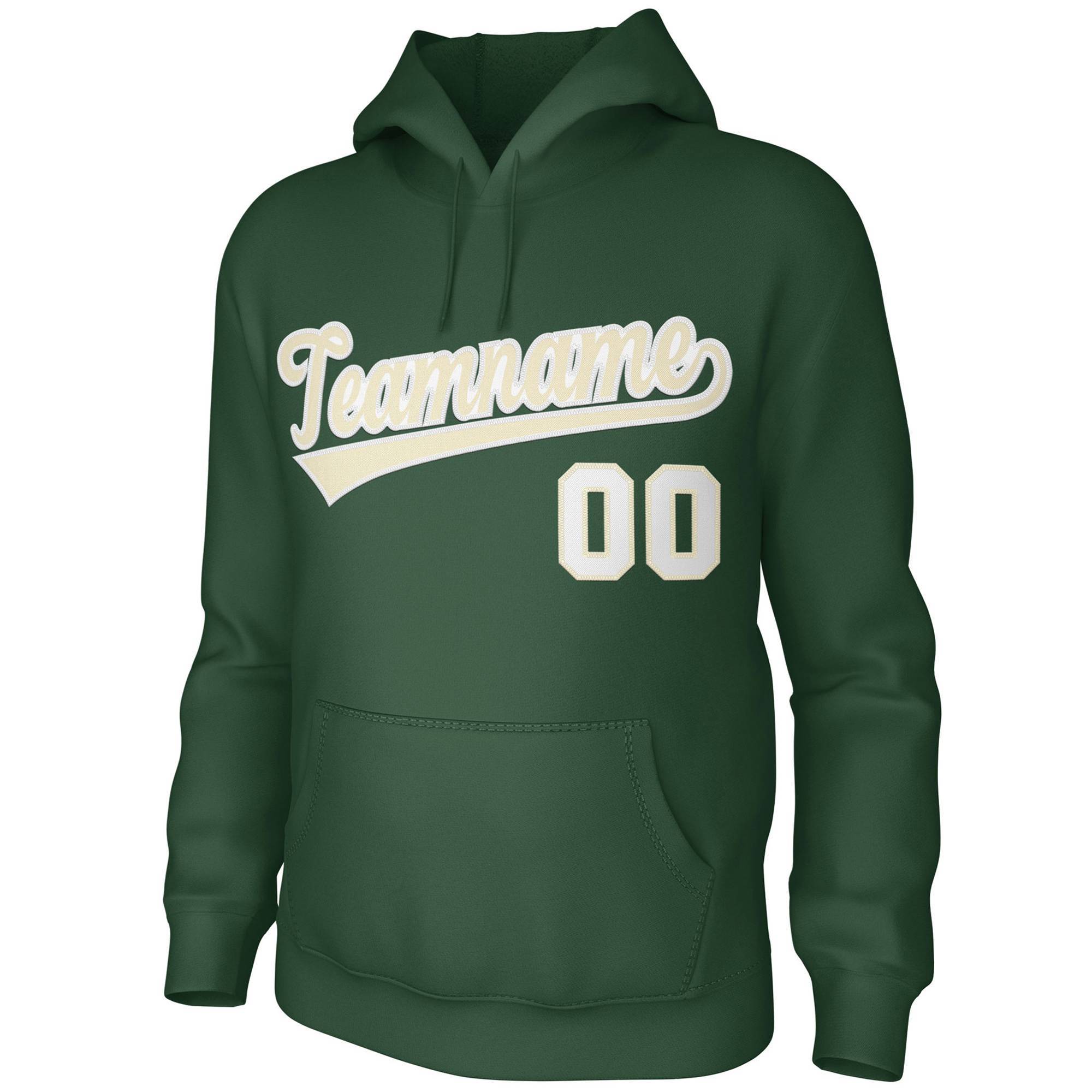 Custom Green White Classic Style Sports Uniform Pullover Hoodie