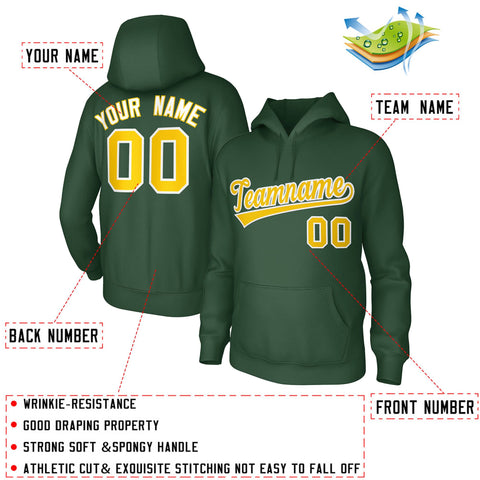 Custom Green Gold-White Classic Style Sports Uniform Pullover Hoodie