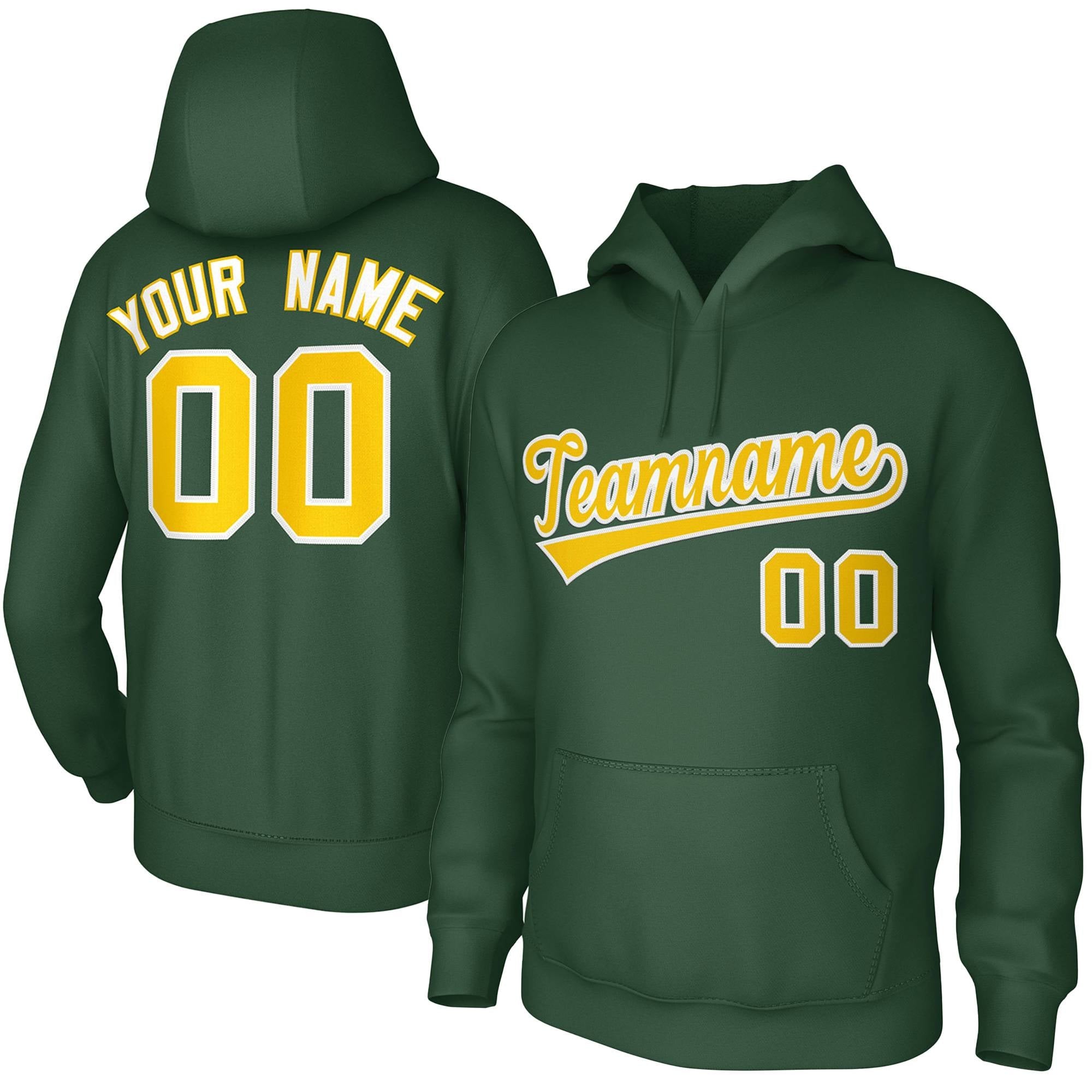 Custom Green Gold-White Classic Style Sports Uniform Pullover Hoodie