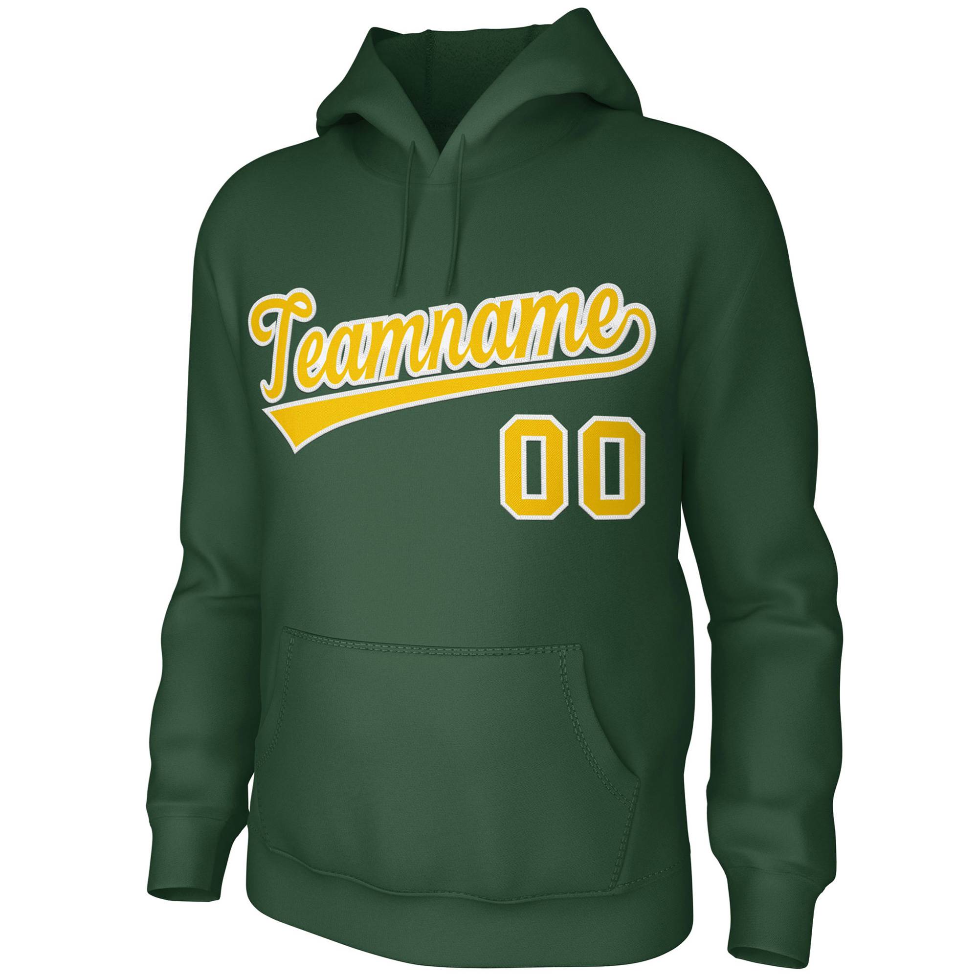 Custom Green Gold-White Classic Style Sports Uniform Pullover Hoodie