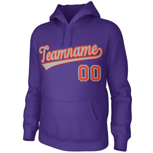 Sweat à capuche personnalisé pour uniforme de sport de style classique violet gris orange