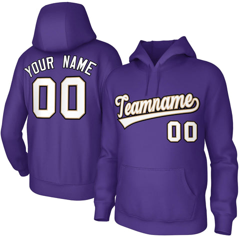 Custom Purple White-Old Gold-Black Classic Style Sports Uniform Pullover Hoodie