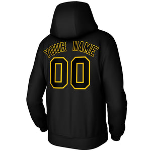 Custom Black Yellow Classic Style Sports Uniform Pullover Hoodie