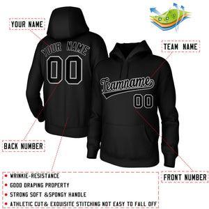 Custom Black Gray Classic Style Sports Uniform Pullover Hoodie