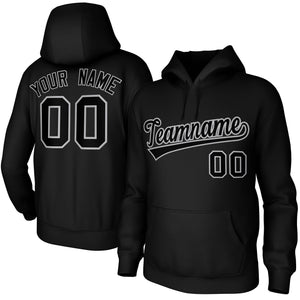 Custom Black Gray Classic Style Sports Uniform Pullover Hoodie