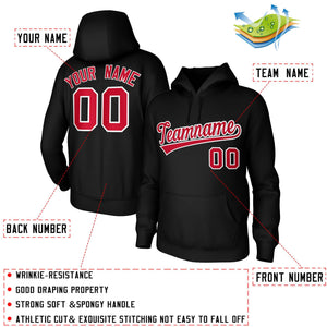 Custom Black Red-White Classic Style Sports Uniform Pullover Hoodie