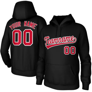 Custom Black Red-White Classic Style Sports Uniform Pullover Hoodie