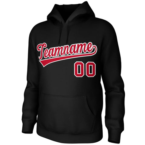 Custom Black Red-White Classic Style Sports Uniform Pullover Hoodie