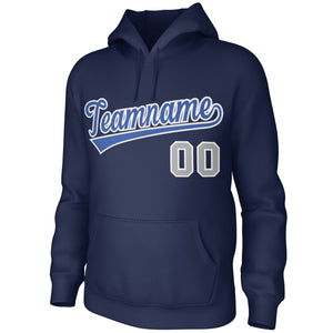 Custom Navy Light-Blue-White Classic Style Sports Uniform Pullover Hoodie