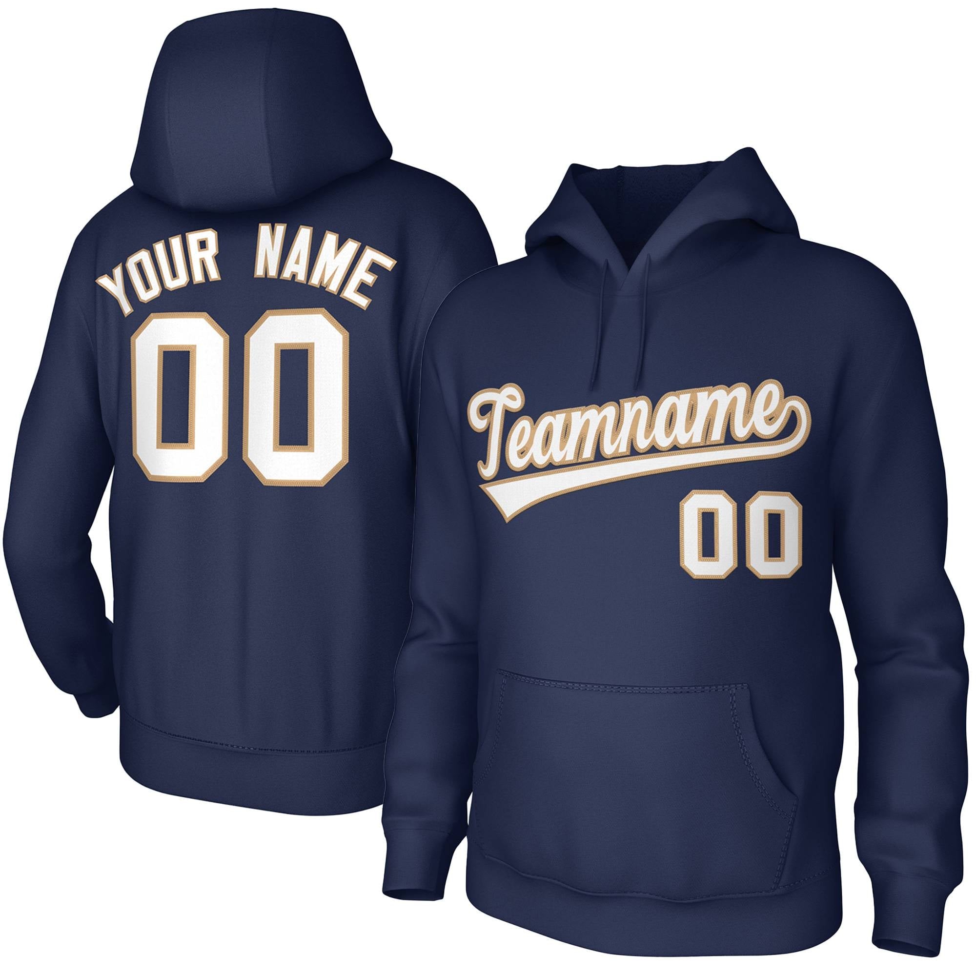 Custom Navy White Gold Classic Style Sports Uniform Pullover Hoodie