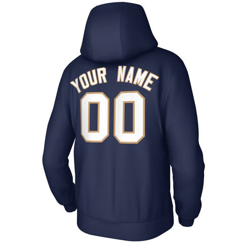 Custom Navy White Gold Classic Style Sports Uniform Pullover Hoodie